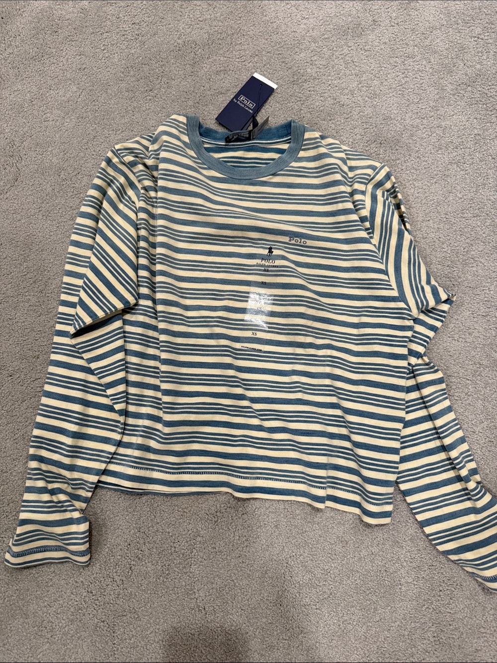 Polo Ralph Lauren Striped Jersey Cropped Long-Sleeve Tee